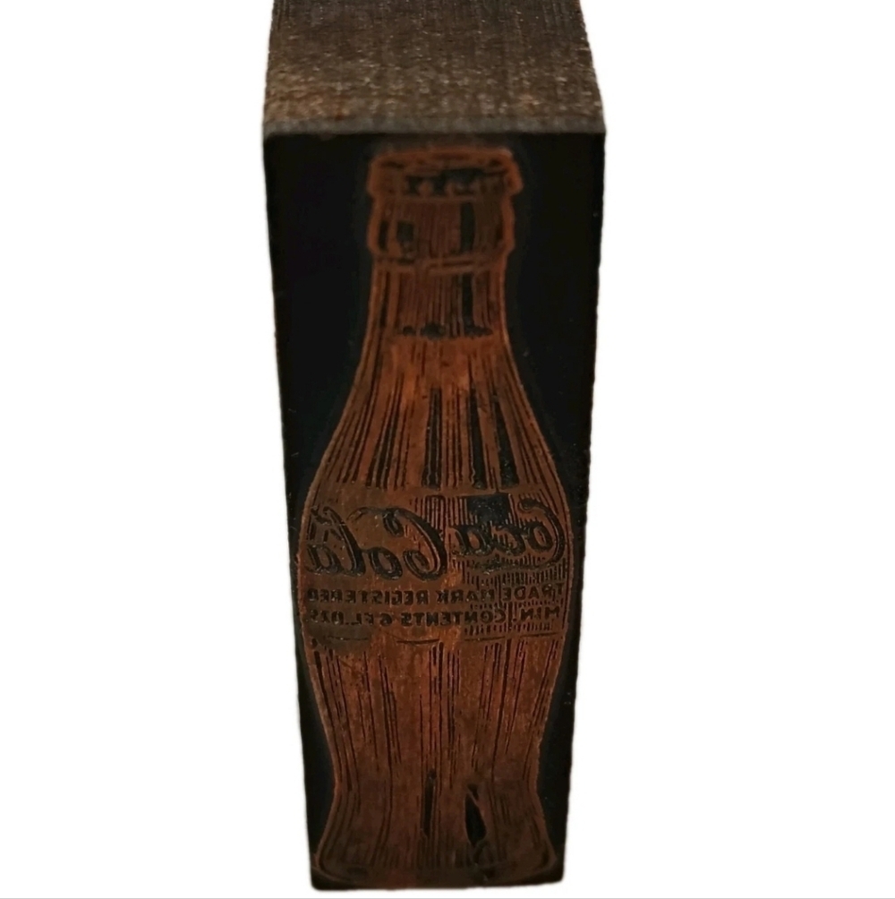 Coca-Cola Copper Stamp Wood Block Vintage APX 3"